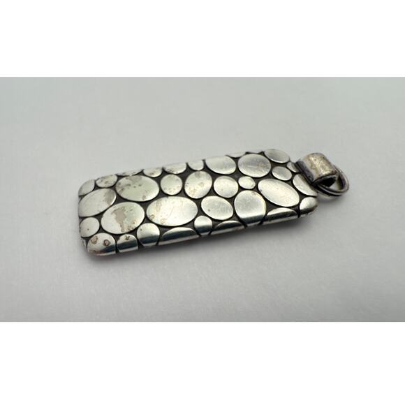 Heavy Modernist Sterling Silver "Pebble Dot" Texture Pendant - Picture 1 of 8